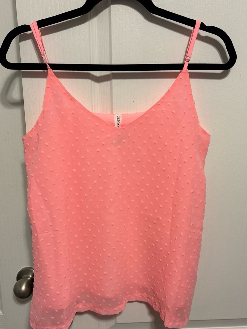 Zenana Outfitters Pink Dot-Texture Adjustable Strap Camisole